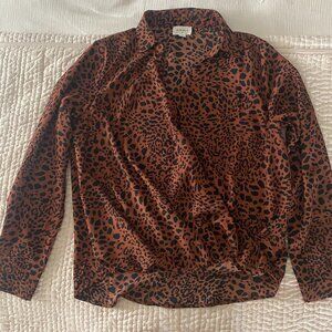 Everly Animal Print Faux Wrap Blouse